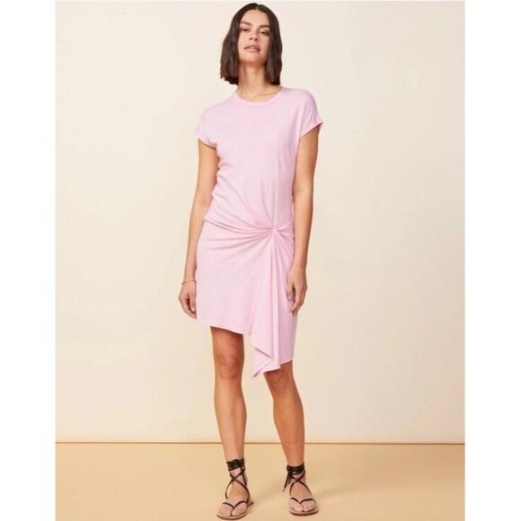 Monrow Dresses & Skirts - Monrow Revolve Women's Pink Tucked Front Short Sleeve T-Shirt Dress Size Small